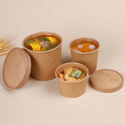 China Biodegradable Disposable Food Packing Containers Soup Meal Prep Cup Paper Packing Takeout Bowl Without Lids for sale