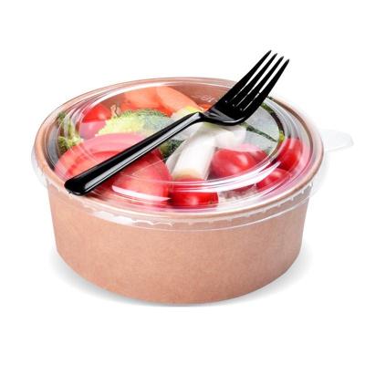 China 100% Eco-Friendly Biodegradable Brown Kraft Paper Salad Bowl Paper Cup Soup Bowl Disposable Containers With Paper Lid for sale