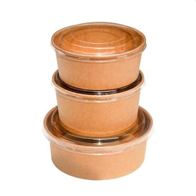 China Wholesale Eco-Friendly Biodegradable Food Paper Bowl Design Kraft Food Containers Kraft Paper Soup Salad Bowl Cups With Lid for sale