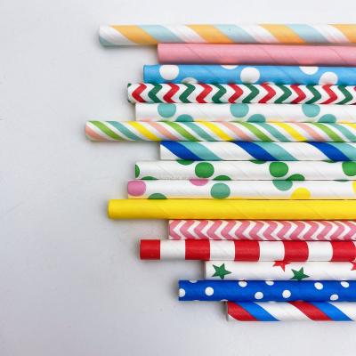 China Good Quality Disposable Biodegradable Straw Eco-friendly 6mm 12mm Amazon Custom Printed Disposable Paper Wrapped Drinking Straws for sale