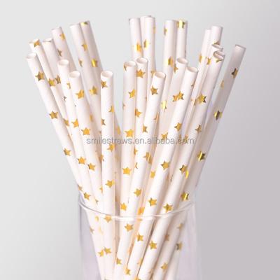 China 25pcs Disposable Gold Striped Paper Straws 2021 Popular High Quality Biodegradable Eco-Friendly Disposable Paper Straws For Wine Bottle for sale