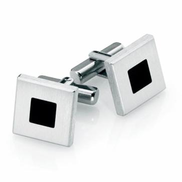 China Dongguan Stainless Steel Factory Silver Brushed Stainless Steel Square Cuff Link Enamel Cufflinks For Men for sale