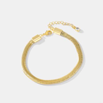 China Ethnic Trending Minimalist 18k Gold Plated Flat Fishbone Snake Chain Bracelet For Women Jewelry Making for sale