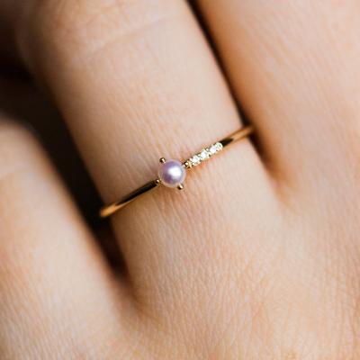 China Hot Selling New Rose Gold Plated Diamond Pearl Ring Hand Jewelry Wholesale Wish Simple TRENDY for sale