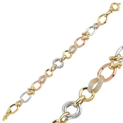 China Sterling Silver Loop Link Chain Tennis Bangle Environmental Friendly Bracelet For Women Teens Jewelry for sale