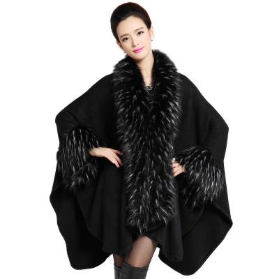 China European Fashion Lovely Winter Women's Clothing Faux Ostrich Fur Shawl Knit Fur Shawl for sale