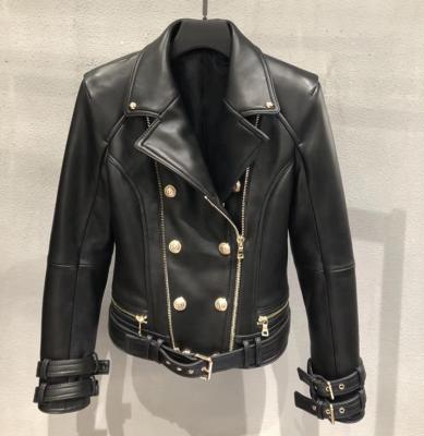 China Genuine Custom Made Genuine Lambskin Leather Jacket Genuine Nappa Leather Coat Women Clothing Biker Jacket Motorcycle Classic Jacket for sale