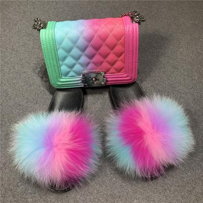 China Breathable New Fashion Quality Big Fur Slippers Pinch Customized Color Slides Set Pinch For Woman for sale