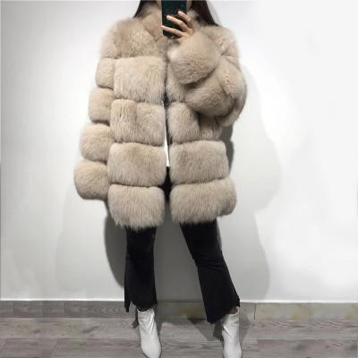 China Good Quality Anti-Wrinkle Women Warm Fox Fur Collar Real Fox Fur Coat Natural Color Fox Fur Coats for sale