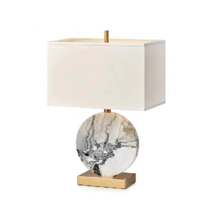 China Modern Modern Marble Pattern Table Lamp with Fabric Shade for Living Room Bedroom and Hotel Decoration Table Lamp Table Light Lamp for sale