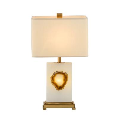 China Modern Marble and Metal Modern Decorative Living Room Bedroom Hotel Table Lamp with Fabric Shade Table Lamp Table Light for sale