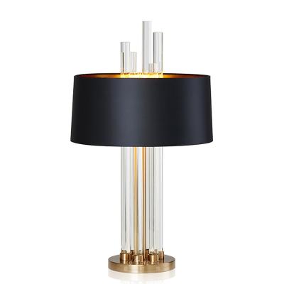 China Modern Modern Crystal Table Lamp With Fabric Shade For Living Room Bedroom And Hotel Decoration Table Lamp Table Light for sale