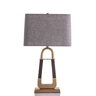 China Modern Modern Leather Table Lamp With Fabric Shade For Living Room Bedroom And Hotel Decoration Table Lamp Table Light for sale