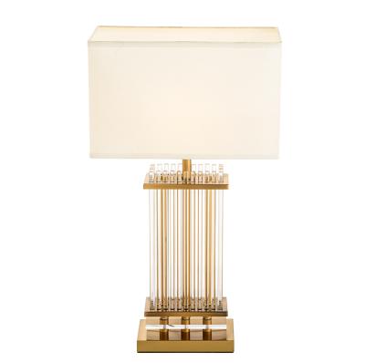 China Modern Modern Glass Table Lamp With Fabric Shade For Living Room Bedroom And Hotel Decoration Table Lamp Table Light for sale