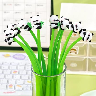 China 0.5mm Cute Panda Creative Gel Ink Pen Student Stationery Silicone Gel Pen for sale