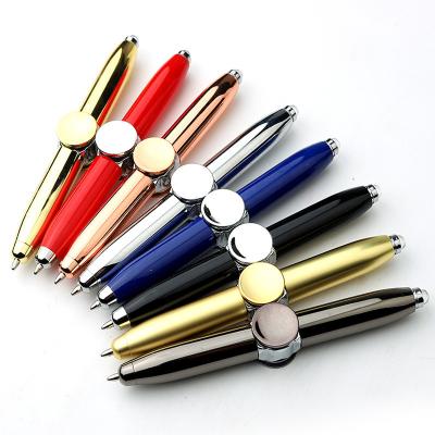 China Metal 3 In 1 Ballpoint Pen Multifunction LED Fidget Spinner Finger Gyro Rotating for sale