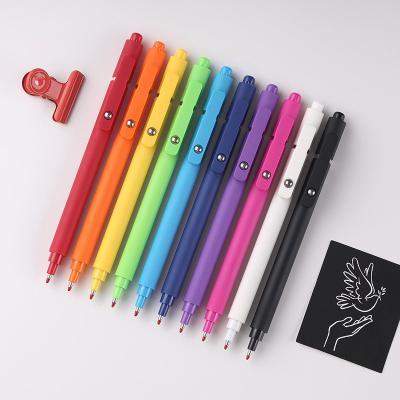 China Kleurrijke Plastic Press Gel Pen Steel Ball Pen Clip Promotionele Neutrale Pen Te koop