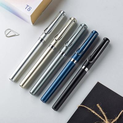 China Minimalist Creative Gel Ink Pen Large Capacity Ink Metallic Painted ABS Business Gel Pen for sale