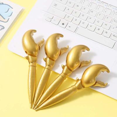 China Crab Pliers Shaped Mini Creative Ball Pen Golden Wooden Fish 0.7mm Ballpoint Pen for sale