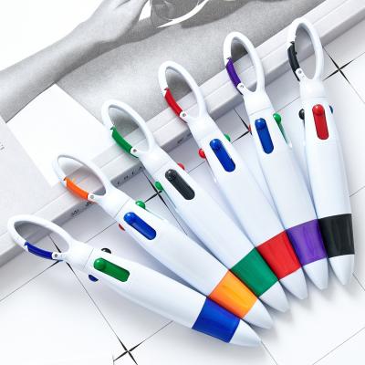 China Four Color Ink Ball Pen Mountaineering Buckle Shape Plastic Ballpoint Pen for sale