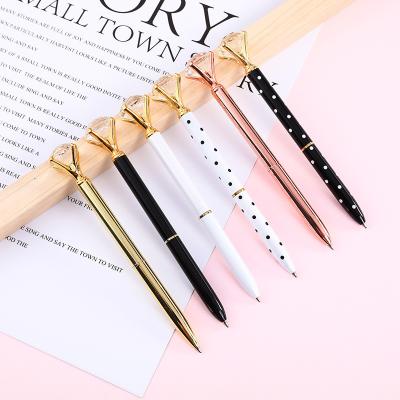 China Fashion Polka Dot Twist Metal Ballpoint Pen Shining Big Diamond Spot Ball Pen 1.0mm for sale