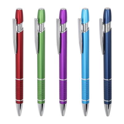 China Multicolors Press Metal Ballpoint Pen 1.0mm Anti-Slip Pen Grip Klik Ball Pen Te koop