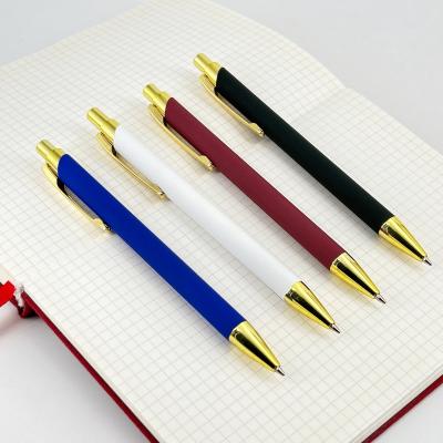 China Soft Touch Press Ballpoint Pen 1.0mm Soft Coating Plastic Ball Pen For School Office for sale