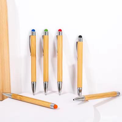 China 2 in 1 Colorful Bamboo Wood Ballpoint Pen Touch Screen Promotional Ball Pen for sale