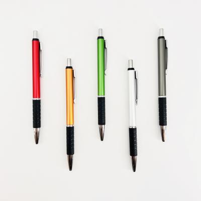 China Non-slip Rubber Pen Grip Aluminum Ballpoint Pen Lightweight Colorful Metal Ball Pen for sale