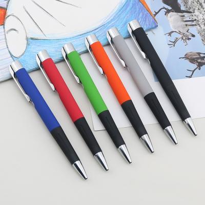 China Hot Selling Aluminum Ball Pen Glue Spray Soft Rubber Grip Smooth Writing Ballpoint Pen for sale