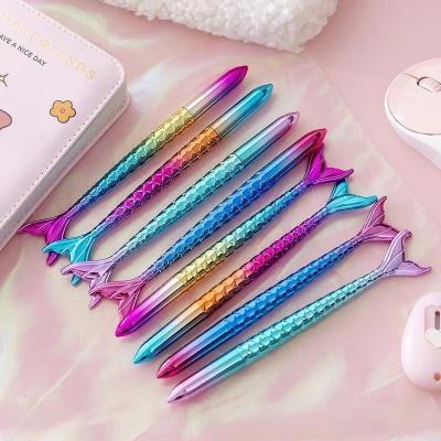 Cina Penna neutrale colorata a gradiente sirena penna neutrale a gradiente 0,5 mm UV elettroplata penna gel per cuore femminile in vendita