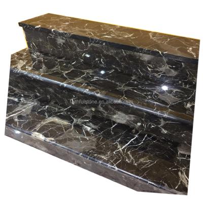 China Natural Cheap Dark Brown Marble Steps And Risers Mateiral Emperador Tiles Slabs Stairs Countertops for sale