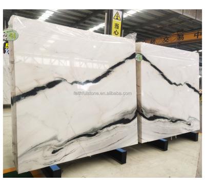 China Eco-Friendly hot sale white marble panda white marble book match tiles slabs in reasonable price for sale