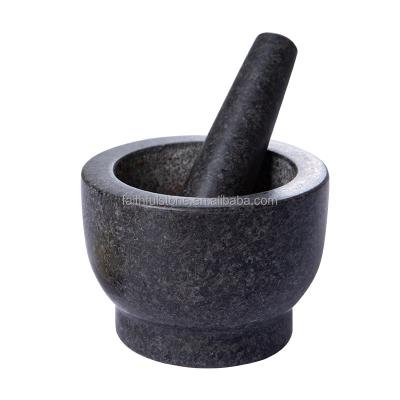 China Sustainable Pound Black Granite Garlic Stone Mortar And Pestle Set Natural Stone Garlic Crusher And Pound for sale