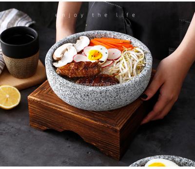 China Disposable Natural Granite Bowl Granite Stone Bowl For Mixed Rice And Fruit for sale