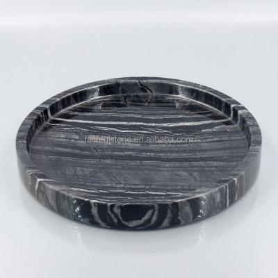 China Eco-friendly Wholesale Round Marble Tin Tray Serving For Bar Marble Jewelry Tray Storage Tray for sale