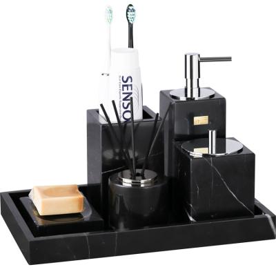 China New Viable Original Black Marble Sanitary Sets Sanitary Practical Scene Six-Piece Wild Bathroom Set For Home for sale