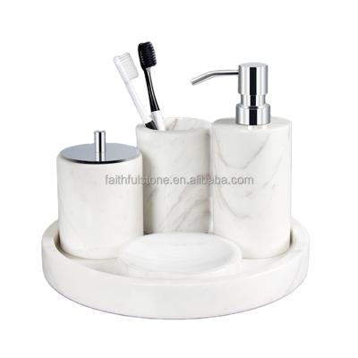 China Sustainable Wholesale Natural Marble Bathroom Sanity Set 5 Piece Modern Bathroom Set In Reasonable Price for sale