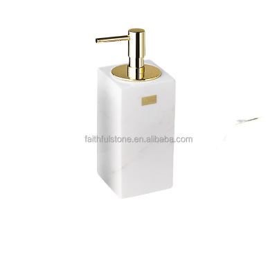 China Foam Modern Decorative White Marble Stone Soap Dispenser Shampoo Bottle Lotion Bottle For Hotel Bathroom for sale