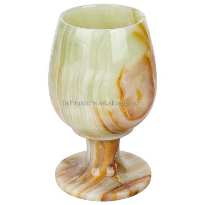 China Eco-friendly natural onyx stone hand craft marble cups jade stone wine glass in low price for sale