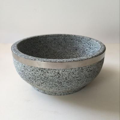 China Sustainable Wholesale Round Shape Natural Stone Bowl Granite Stone Bowl Korean In Reasonable Price High Quality for sale