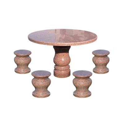 China Strong Durability Marble Stone Dining Table and Chairs Sets for Garden Outdoor Granite Stone Tables and Chairs for sale