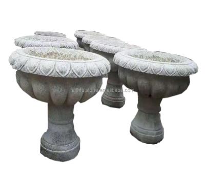 China Durable Marble Stone Flower Pot Flower Vase For Outdoor Garden for sale