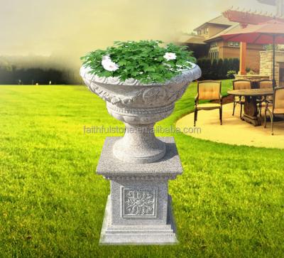 China Factory direct strong hot sale longevity natural stone flower pot and stone flower vase for outdoor garden for sale