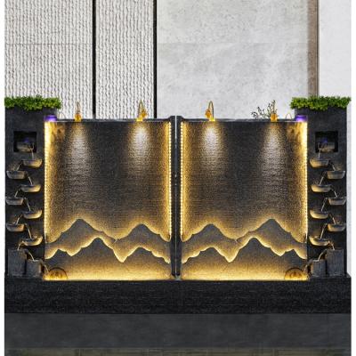 China Art Decor Interior Waterfalls Large Wall Environmental Well-designed Decorative Marble Waterfall Stone Yard Water Fountain for sale