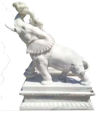 China Strong Durability White Marble Stone Carved Elephant Statue And Granite Elephant For Outdoor Garden for sale