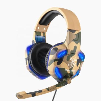 China New Popular Durable Stereo Gaming Earphone Gaming Headset Built-in MIC Camouflage With RGB Led Light for sale