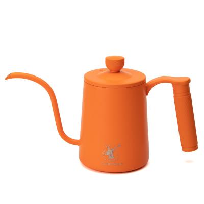 China WITH LID stainless steel kettle drip pour espresso brew orange 700ml coffee pot gooseneck kettle for sale