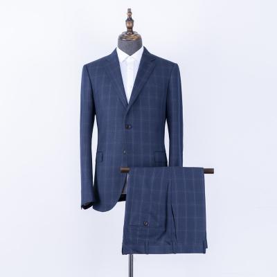 China Plus Size Factory Sale Navy Plaid Plus Size Dry Cleaning Formal Classic Slim Fit Men's Suit for sale