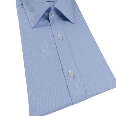 China Promotional Light Blue Luxury Cotton Custom Formal Mens 100% Breathable Business Shirt for sale